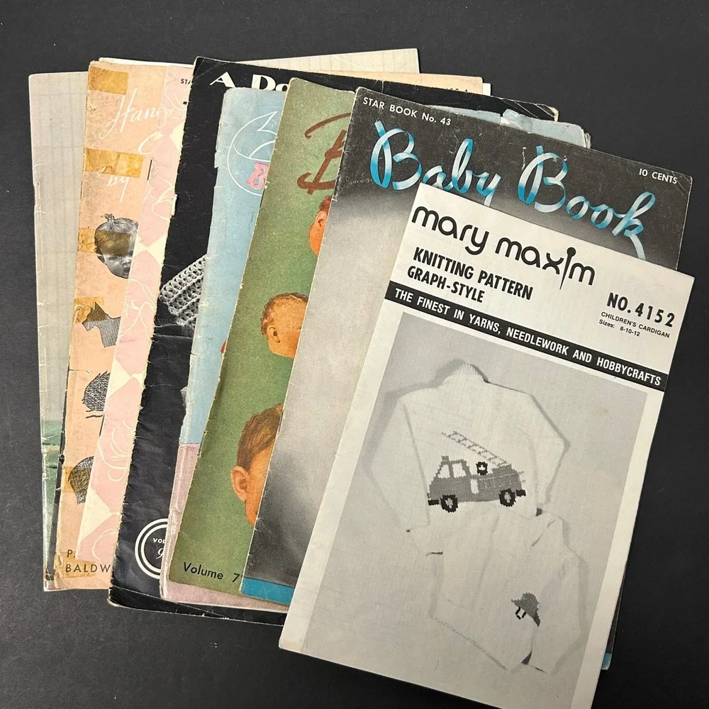 Vintage Knitting‎ Crochet Pattern Booklets Lot Mary Maxim Star Baby Book Good